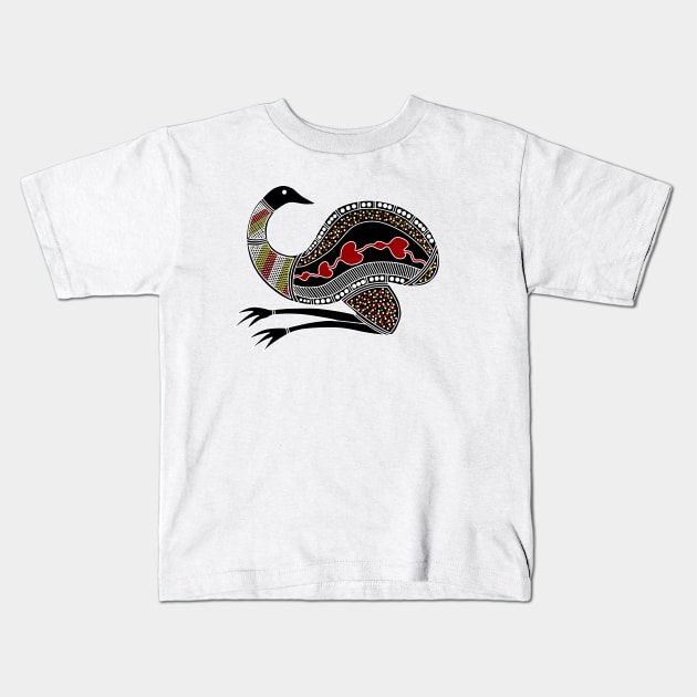 Aboriginal Art - Emu Red Kids T-Shirt by hogartharts